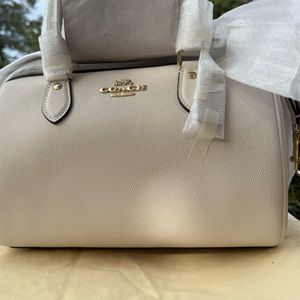 COACH  Rowan Satchel - Signature Canvas Strap—Gold & Chalk